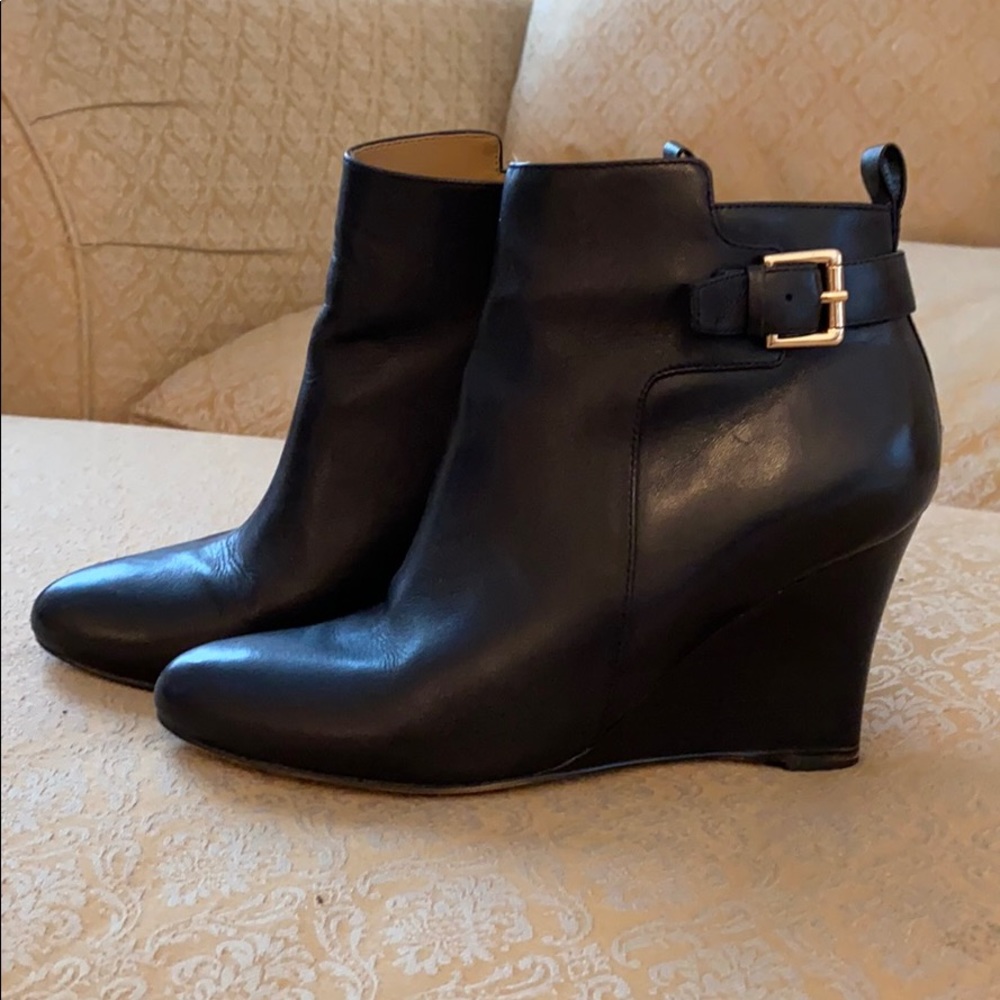 Wedge heel leather booties by Ann Taylor.